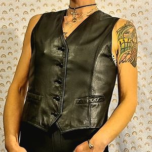 Vintage 1970’s Black Leather Vest